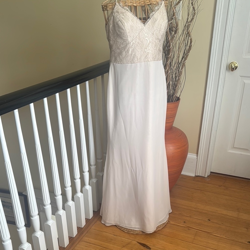 Hayley Paige Occasions cream elegant dress